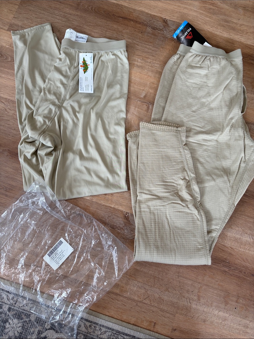 Mid-weight and Light-weight men’s Thermal Base Layer Pants - Beige (Large Long)